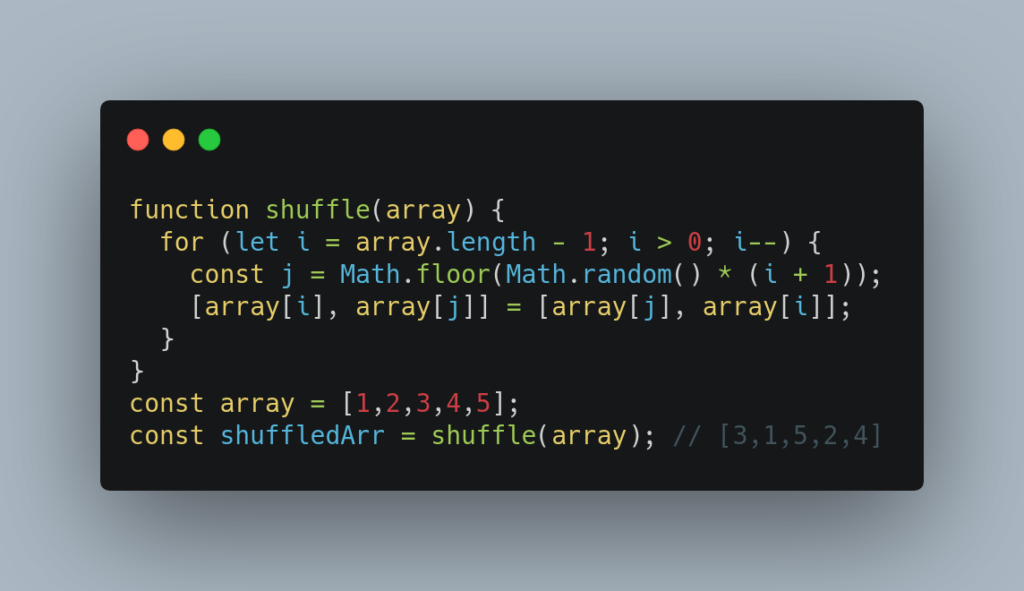 shuffle an array in javascript